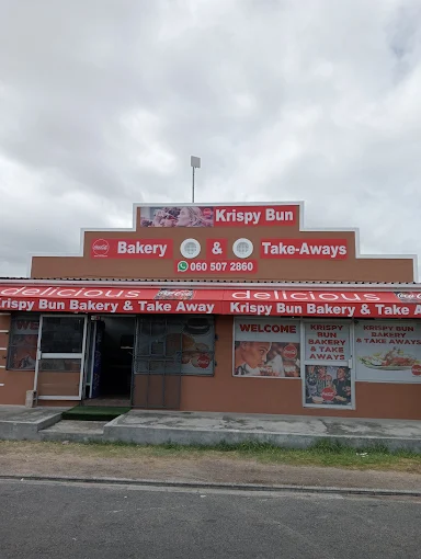 The red storefront of Krispy Bun Bakery & Take-Aways on Taurus Road, Surrey Estate